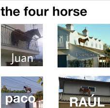 In june 2007, jesus quintero interviewed juan joya borja, a spanish actor and comedian for the show ratones coloraos. The Four Horse Juan Esteban Paco Raul Meme Ahseeit
