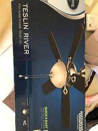 White flush mount indoor ceiling fan with light kit by harbor breeze. B11 Harbor Breeze Teslin River Ceiling Fan With Light Estatesales Org