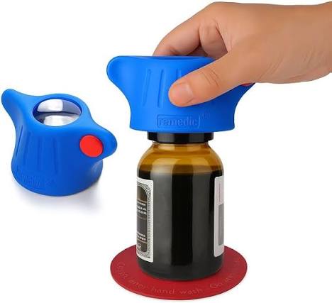 Remedic One-Hand Pill Bottle Opener with Non-Slip Mat – Easy Open Medicine Bottles for Weak Hands & Arthritis – Magnifier & LED Light for Clear Labels ...