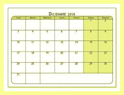 Calendario Diciembre 2018 Calendar Periodic Table Spanish