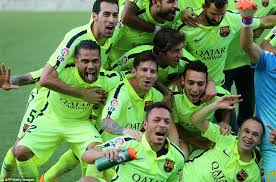 Nos quedan cuatro finales e iremos a barcelona a por los tres puntos. Atletico Madrid 0 1 Barcelona Treble Is On For Luis Enrique In His First Season After Lionel Messi S Brilliance Clinches La Liga Title Daily Mail Online