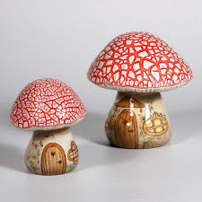 Classic Toadstool Homes On Mayco Mushrooms Ceramics Projects Stuffed Mushrooms Pottery Painting