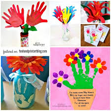 Flower envelope card making for scrapbook and explosion box. Handprint Flower Crafts Pretty Spring Decor Perfect For Mother S Day