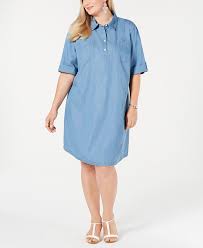 Free shipping on orders over $25 shipped by amazon. Karen Scott Plus Size Cotton Short Sleeve Chambray Shirtdress Created For Macy S Reviews Dresses Plus Sizes Macy S