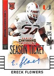 Erick Flowers signed football card 2015 Panini Contenders Rookie Ticket #174
