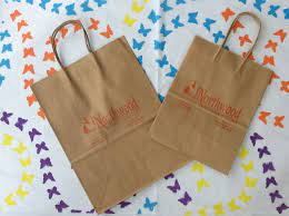 One Color Hot Stamp Logo Printed On 2 Sizes Of Natural Kraft Paper Twist Handle Bags Using The Same Printing Pla Hot Stamp Printing Paper Twist Butterfly Chain