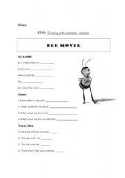 Plus, learn bonus facts about your favorite movies. Dvd Session Bee Movie Esl Worksheet By Vanee