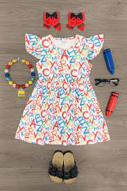 #letterland alphabet party, alphabet phonics, alphabet basteln. Colorful Chalk Drawn Alphabet Dress Girls Designer Clothes Toddler Girl Outfits Toddler Outfits