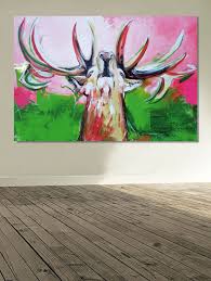 Kunstdruck Auf Xxl Leinwand Brunftzeit Bild Vom Hirsch Modern Kunst Malerei Moderne Malerei Wandbild Hirsch