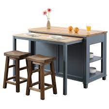 Kitchen island with pull out table. Design Element Medley Gray Kitchen Island With Slide Out Table Kd 01 Gy The Home Depot