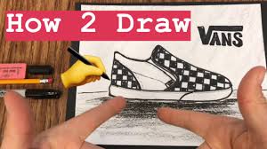 Draw a curved line from the shoe's back to its interior, giving the drawing depth. How To Draw Easy Vans Shoes Step By Step For Kids And Beginners Vans Howtodraw Mrschuettesart Youtube