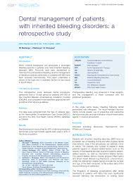 Pdf Dental Management Of Patients With Inherited Bleeding Disorders A Retrospective Study