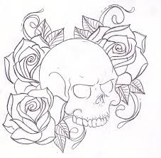 13 Skull N Roses Skull And Rose Drawing Skull Coloring Pages Skull Drawing Tattoo