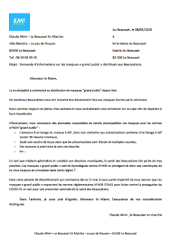 Le format et la mise en page les lettres d'affaires sont presque toujours. Courrier Envoye Le 8 Mai A M Le Maire Suite A La Distribution Des Masques Le Beaussetan