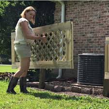 The top stays open and the lattice design lets air pass through without a problem. Diy Removable Ac Screen Or Removable Fence Panel Abbotts At Home