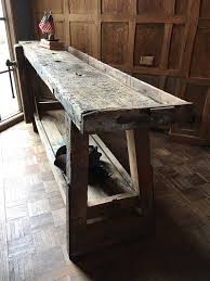 Antique Wood Working Workbench With Vice Vintage Industrial Workbench Industrial Console T How To Antique Wood Industrial Console Tables Industrial Workbench