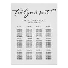 12 Tables Wedding Seating Plan Chic Script Poster Zazzle Com In 2020 Seating Plan Wedding Seating Plan Wedding Seating
