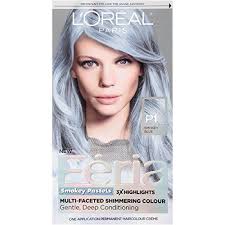 L Oreal Paris Feria Pastels Hair Color P1 Sapphire Smoke Dyed Hair Blue Silver Hair Color Permanent Hair Color