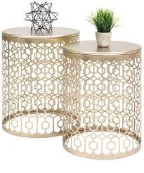 Set Of 2 Decorative Round Side Accent Table Nightstands W Nesting Design Nesting Accent Tables Nightstand Decor End Table Sets