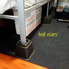 If you don't want to buy bed risers, you can make your own by gathering 4 wooden blocks that are the same height and width. Creativeware Adjustable Bed Riser System In Black 8 Count Walmart Com Walmart Com