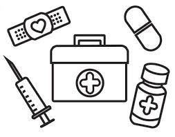 Medical Kit And First Aid Coloring Page First Aid For Kids Coloring Pages For Kids Medical Kit