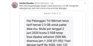 Jika tiga langkah diawal menuntun anda untuk melakukan pengecekan menggunakan ponsel, cara. Warganet Ambyar Saat Kehilangan Paket 2 5gb Ini Klarifikasi Tri