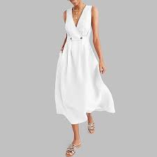 Javing Javing Sleeveless Wrap Bodice Button Detail Flowy Maxi Dress White Zando South Africa In 2020 Womens Dresses Fashion Maxi Dress With Sleeves