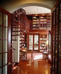 Home Library 2 Story With Spiral Staircase House Home Home Library