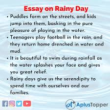 Who you are and what you will become is shaped entirely by you childhood. Essay On Rainy Day In English For Students And Children Essay On My Experience On A Rainy Day A Plus Topper