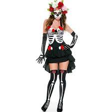 Red dress bodice and skirt are patterned faux suede, padded shoulders for classic look; Adult Skeleton Day Of The Dead Costume Women S Sexy Sugar Skull Dia Flower Fairy Black Halloween Ghost Vampire Bride Fancy Dress Bride Fancy Dress Day Dead Costumesexy Skeleton Costume Aliexpress