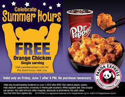 Summer Hours Free Orange Chicken Orange Chicken Panda Express Panda Express Orange Chicken