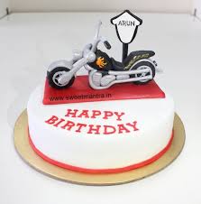 Personalized Simple Birthday Cake For Boyfriend Motor Taart Bullet Royal Enfield Bike Theme Small Customized Birthday Bike Cakes Cake Cake Delivery