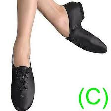 jazz dance slip on shoes black leather split irish ballet