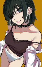 big breasts chainsaw man cleavage eyepatch female female only  himeno (chainsaw man) light-skinned female looking at viewer mappa panties  pov sailen0 shirt down 