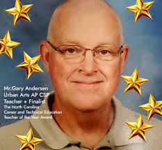 Gary Andersen, one of our 💎 Urban Arts #APCSP teachers, is a finalist for  the North Carolina #CareerTechnicalEducation Teacher of the Year Award 🥇.  “This is very exciting. I would not be