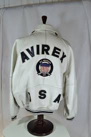 Avirex Varsity Leather Jacket White Usa Xl Lined All American Bomber Leather Jacket Cafe Racer Jacket Cool T Shirts
