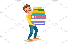 College Student Carrying A Heavy Pile Of Books Pile Of Books Student Cartoon Student