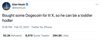 Elon Musk Says He Bought Some Dogecoin For Son Sparks 16 Surge In Currency