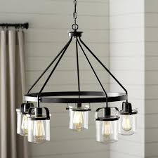 Portland 5 Light Wagon Wheel Chandelier Wagon Wheel Chandelier Modern Farmhouse Lighting Chandelier