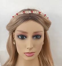 Bridal Hair Piece, Red and Gold Hair Band With AAA Grade Crystals, Crystal  Head Piece, Bridal Hair Accessories, Bridesmaid Head Band,