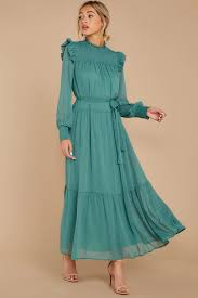 Quite Charming Sea Green Midi Dress Modest Long Dresses Fashion Dresses Long Dress Outfits