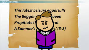 An end rhyme is a rhyme where the sound consisting of the final vowel sound and all following consonants is exactly the same as another word. Slant Rhyme In Poetry Definition Examples Video Lesson Transcript Study Com