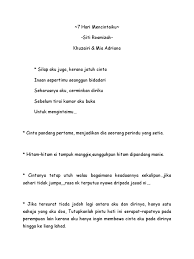 Khuzairi, dalam diam mencintai gadis bernama mia adriana. 7 Hari Mencintaiku