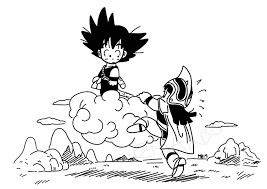 Dragonball Goku Toriyama Artwork Black And White Cute Kawaii Anime Manga A5 Print Digital Art Wall Art
