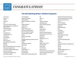 The 100 Best Companies For Working Moms Working Mother Good Company Working Moms