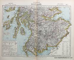 Statistical Map Of Scotland One Of Three Antique Maps And