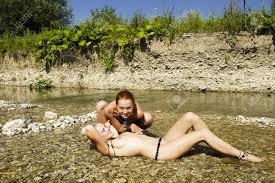Two Naked Babes On A Mountain River Stock Photo, Picture and Royalty Free  Image. Image 17458443.