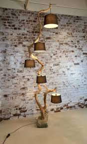 Floor Lamp In One Piece With Five Pendants Treibholz Lampe Bodenlampe Baum Lampe