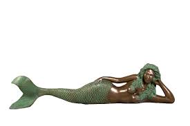 Shop with afterpay on eligible items. Sultry Lying Mermaid Large 5ft Statue Ocean Goddess Sculpture Verde Bronze Nautical Tropical