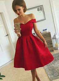 2018 Hot Sale Red Off The Shoulder Cocktail Party Dress A Line Homecoming Dress Red Homecoming Dresses Cheap Homecoming Dresses Homecoming Dresses Short